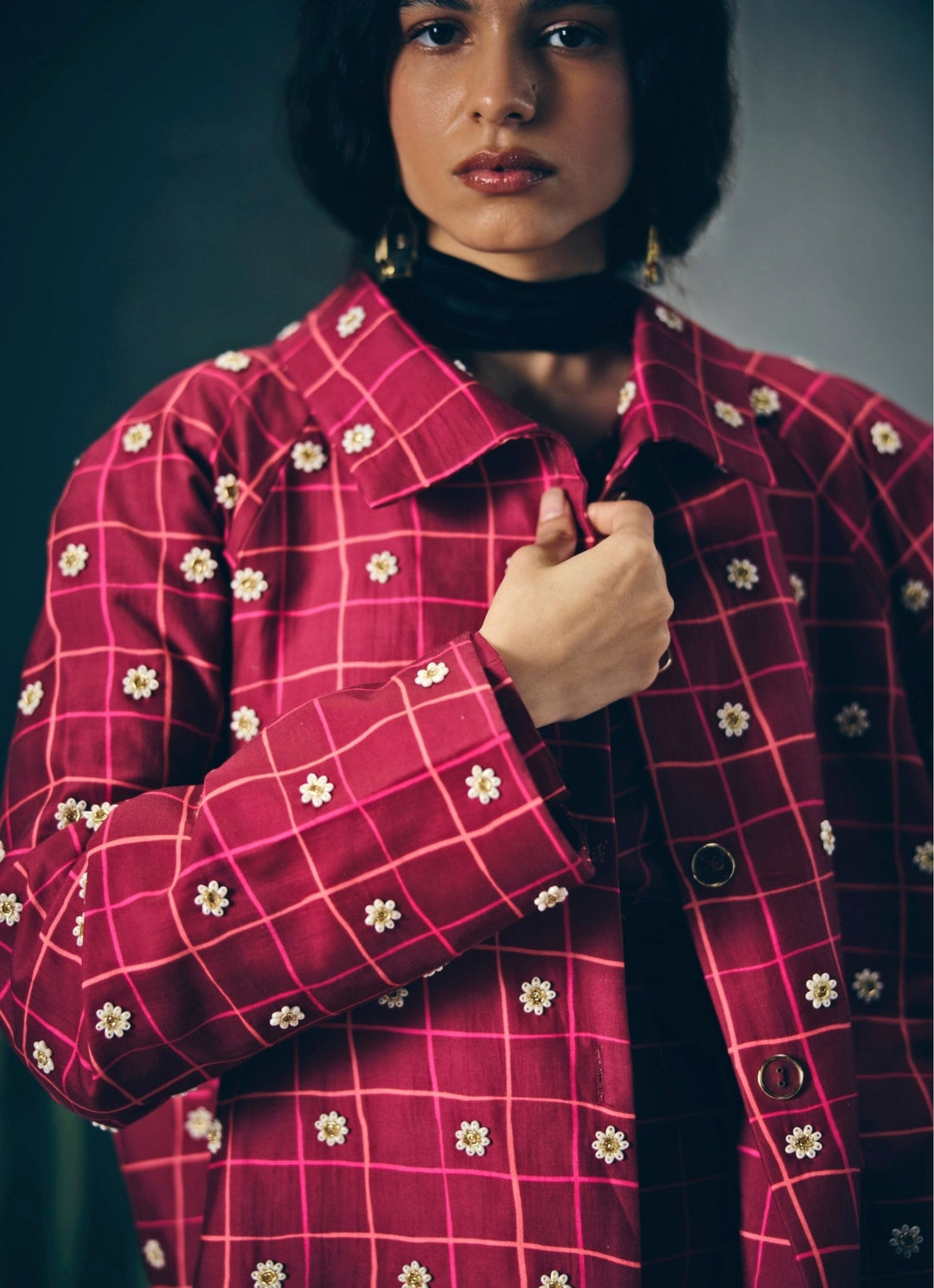 Maroon Red Silk Skirt Set With Jacket Paulmi and Harsh X Ease - Fabilicious Fashion