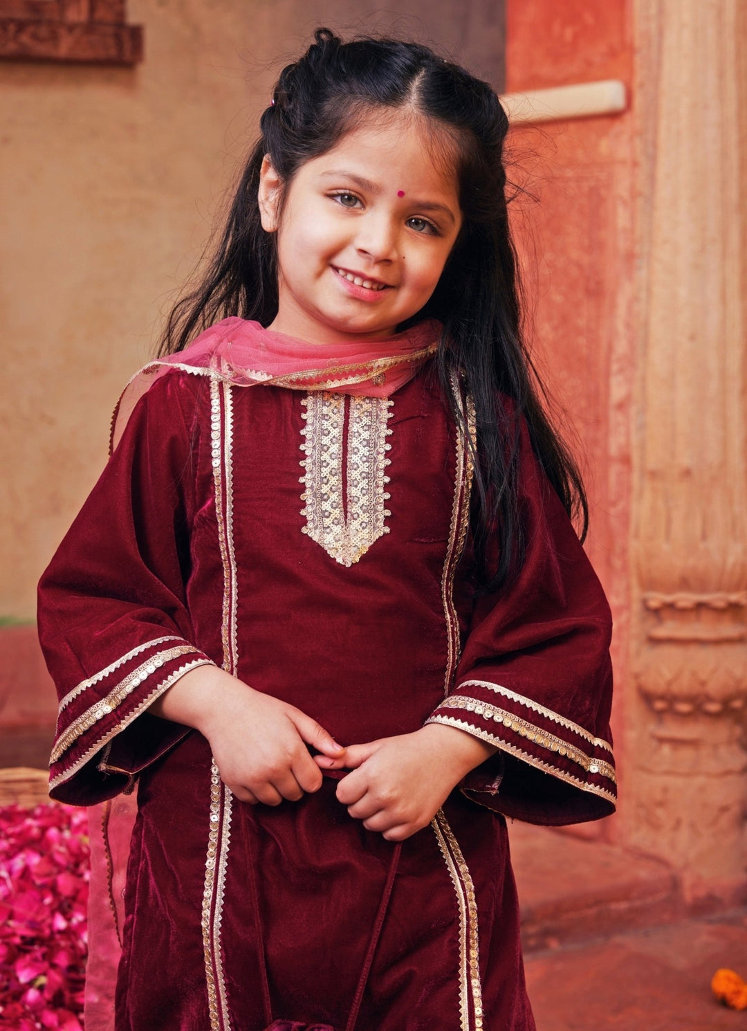 Chotibuti Maroon Red Velvet Kurta Salwar SetFabilicious Fashion