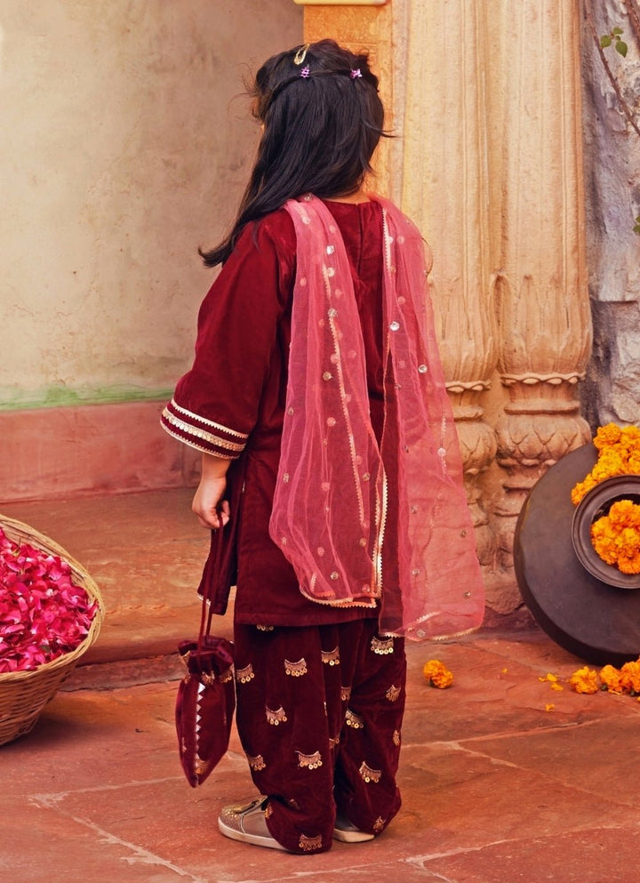 Chotibuti Maroon Red Velvet Kurta Salwar SetFabilicious Fashion