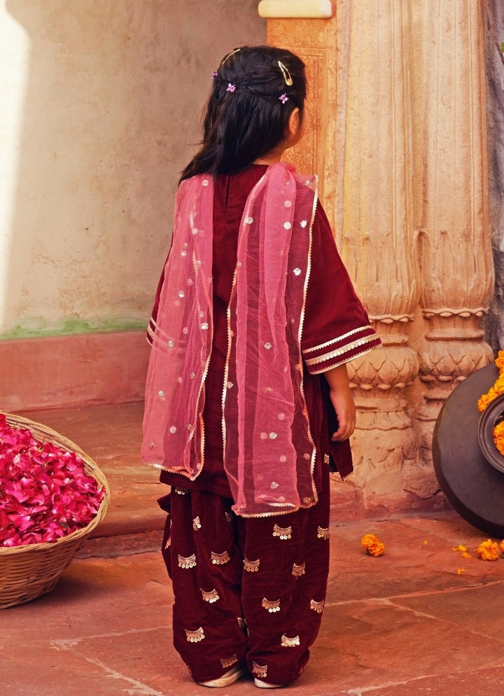 Chotibuti Maroon Red Velvet Kurta Salwar SetFabilicious Fashion