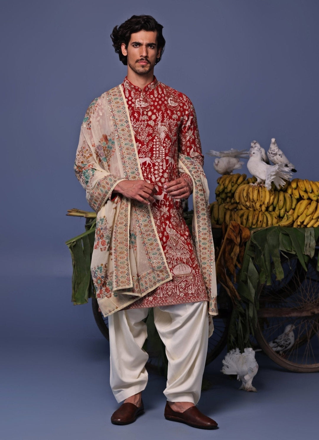 Maroon Resham Embroidered Kurta Patiala Set Kalpraag - Fabilicious Fashion
