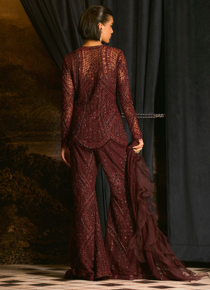 Maroon Sequins Embroidered Kurta Sharara Set Mani Bhatia - Fabilicious Fashion