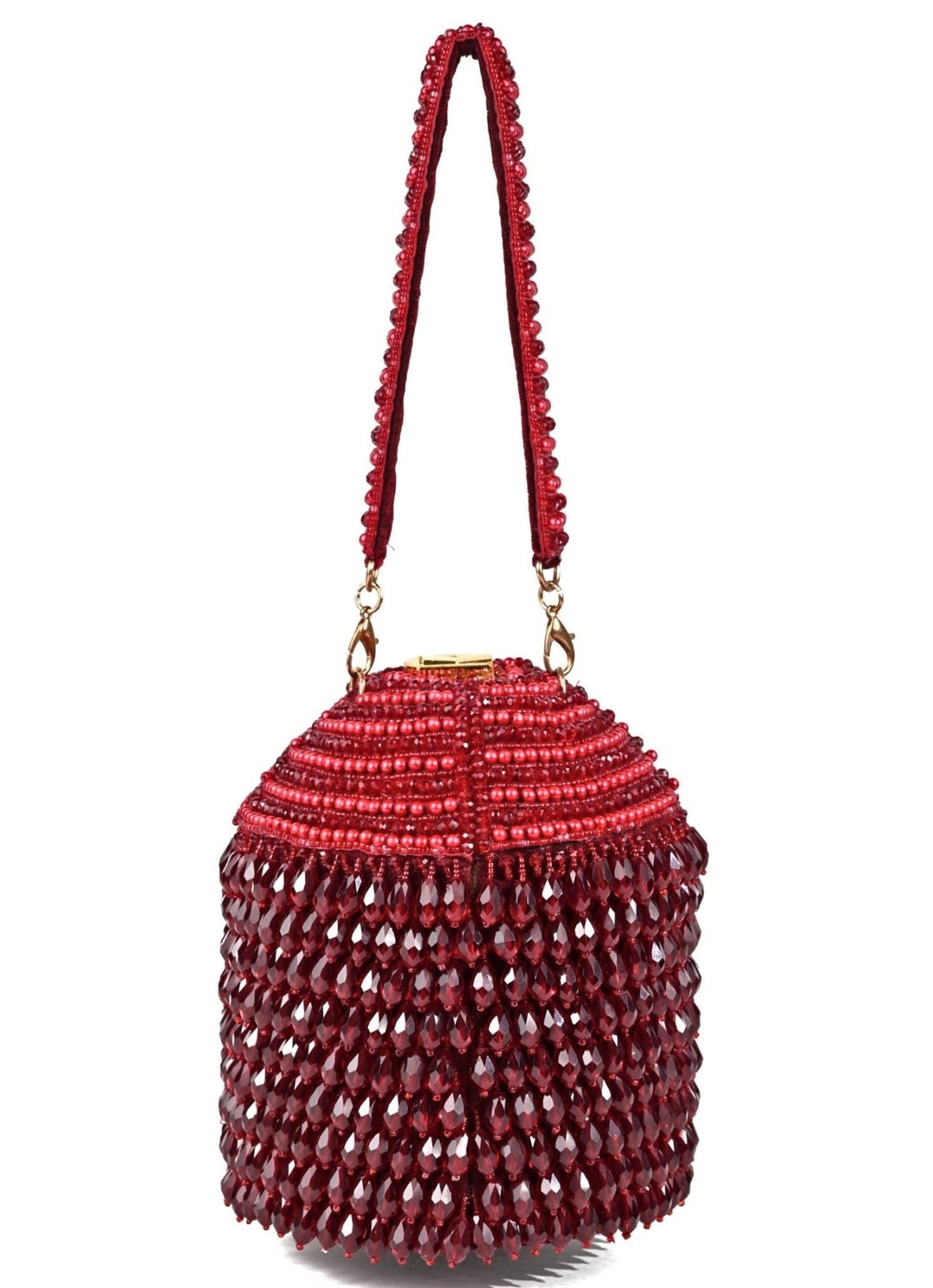 Maroon Suede Embellished Bucket Bag House of Kosha - Fabilicious Fashion