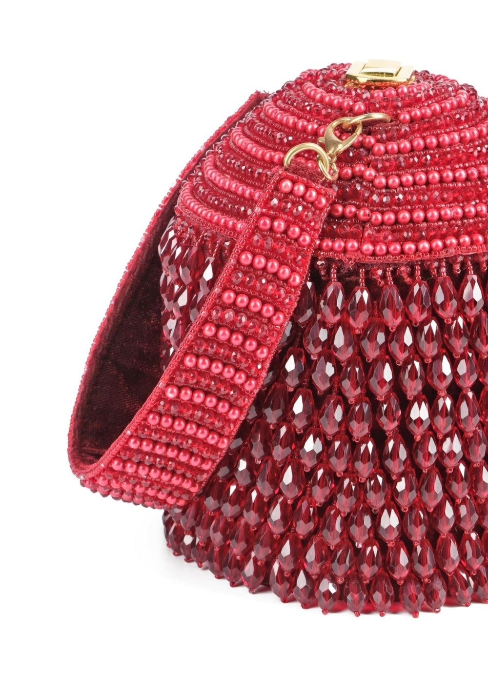Maroon Suede Embellished Bucket Bag House of Kosha - Fabilicious Fashion