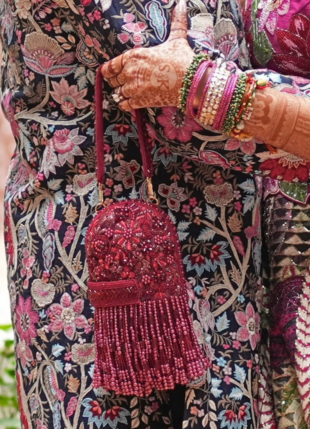 Maroon Suede Embellished Capsule Bag House of Kosha - Fabilicious Fashion