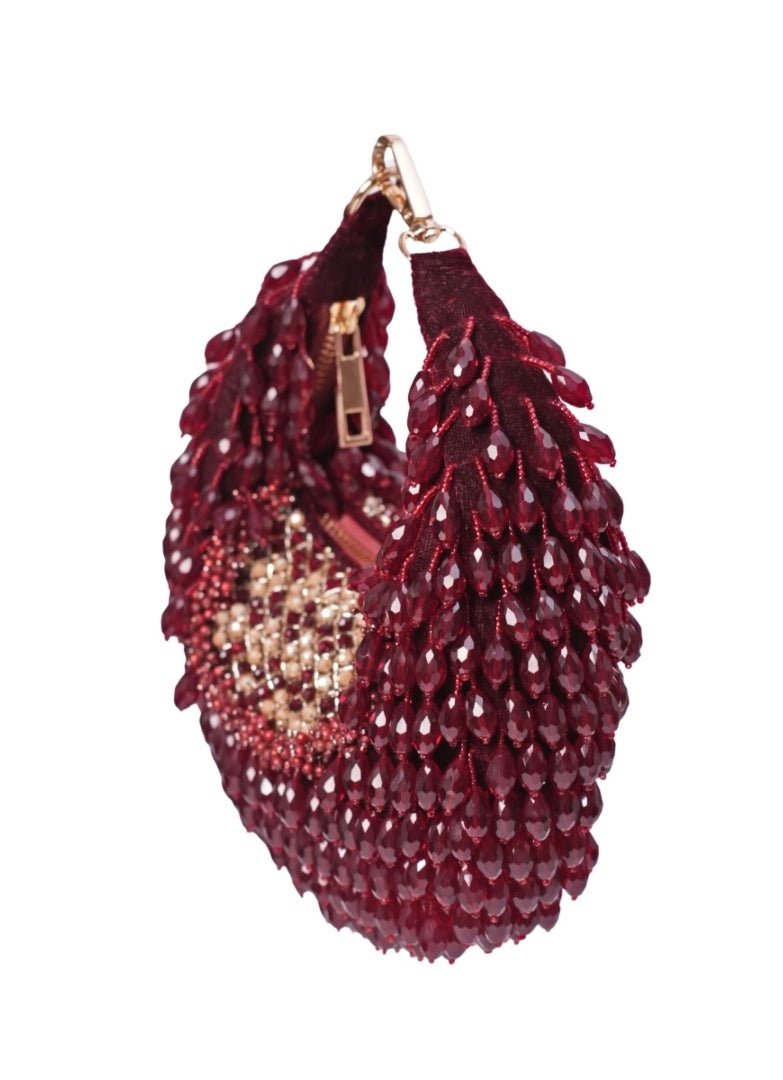 Maroon Suede Embellished Hobo Bag House of Kosha - Fabilicious Fashion