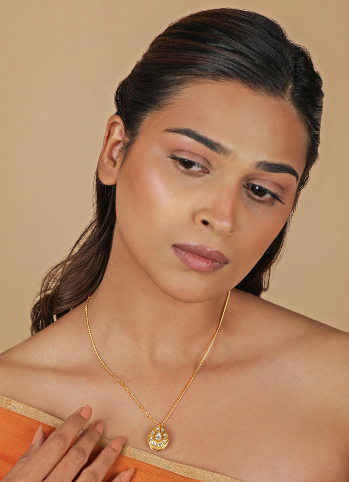Riana Jewellery Matte Gold Chain With Jadtar PendantFabilicious Fashion