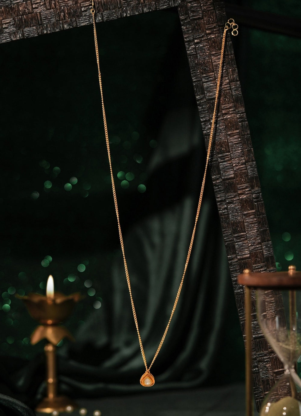 Riana Jewellery Matte Gold Chain With Mozzannite PendantFabilicious Fashion