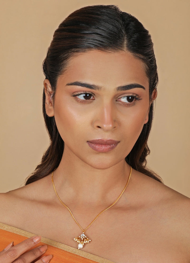 Matte Gold Chain With Pendant Riana Jewellery - Fabilicious Fashion