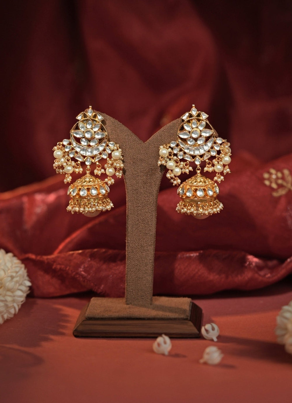Matte Gold Jhumki Earrings Riana Jewellery - Fabilicious Fashion
