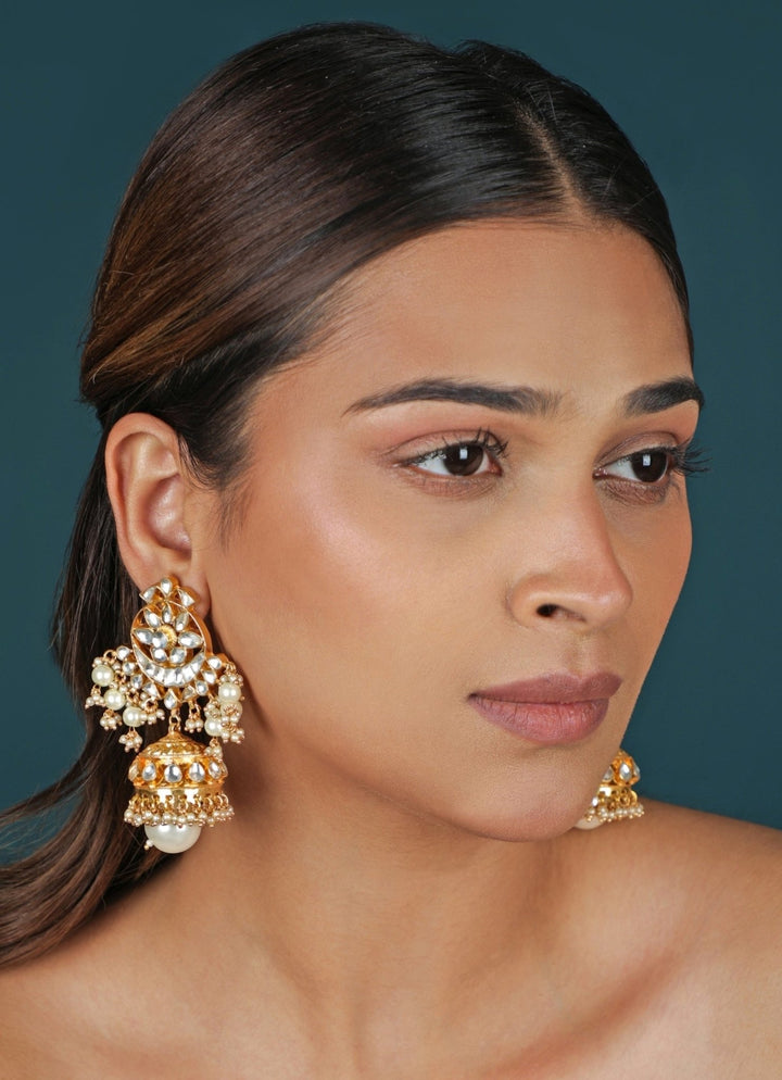 Matte Gold Jhumki Earrings Riana Jewellery - Fabilicious Fashion