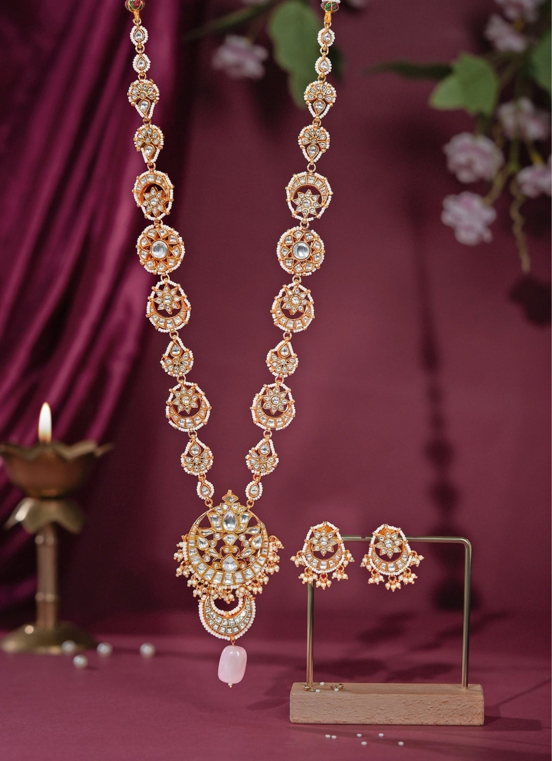 Riana Jewellery Matte Gold Long Necklace SetFabilicious Fashion