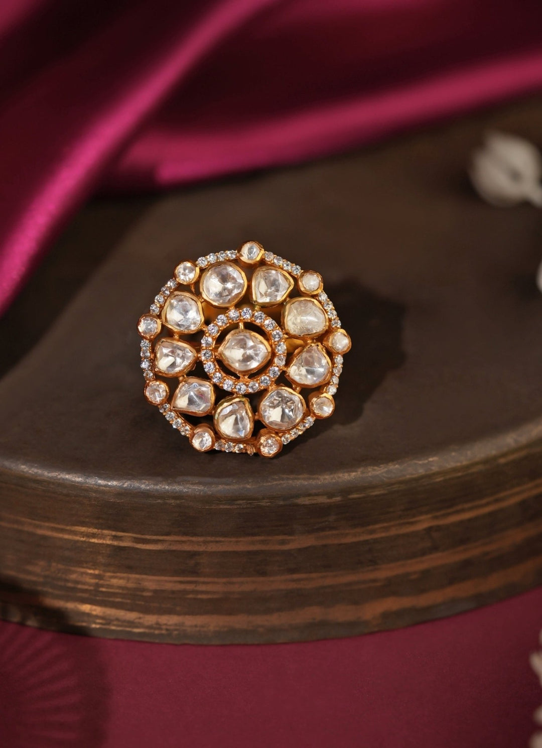 Matte Gold Moissanite Adjustable Ring Riana Jewellery - Fabilicious Fashion