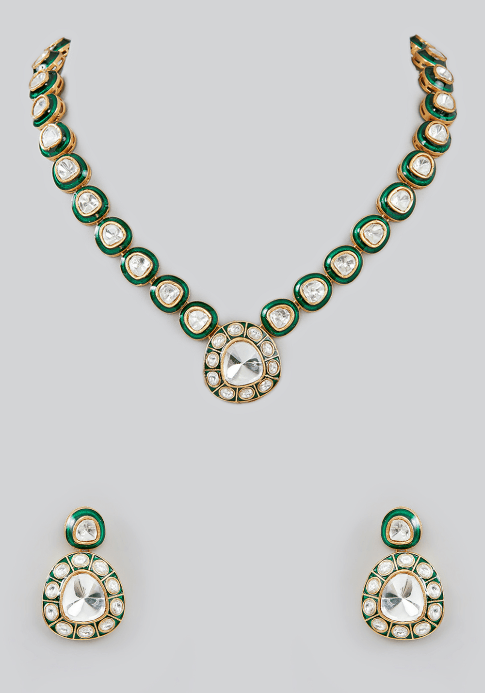 Meena Polki Necklace Set Zevar by Geeta - Fabilicious Fashion