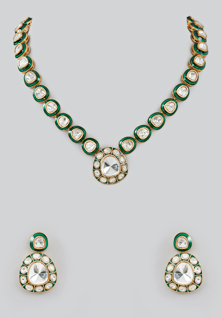 Meena Polki Necklace Set Zevar by Geeta - Fabilicious Fashion