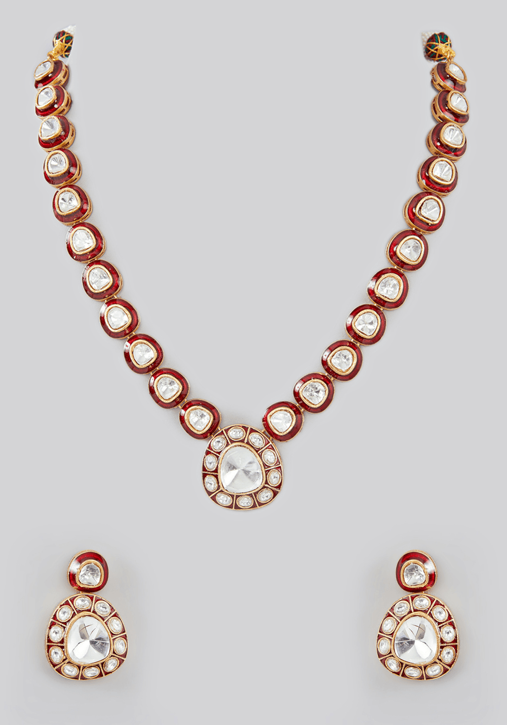 Meena Polki Necklace Set Zevar by Geeta - Fabilicious Fashion