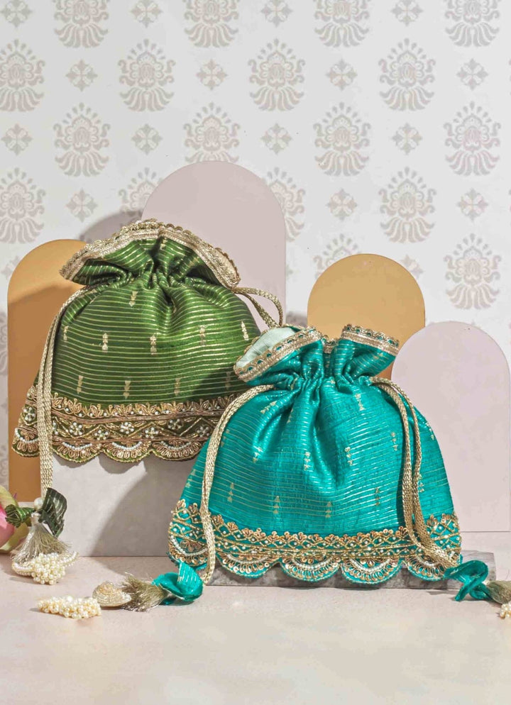 Mehandi Green Woven Potli AMYRA - Fabilicious Fashion