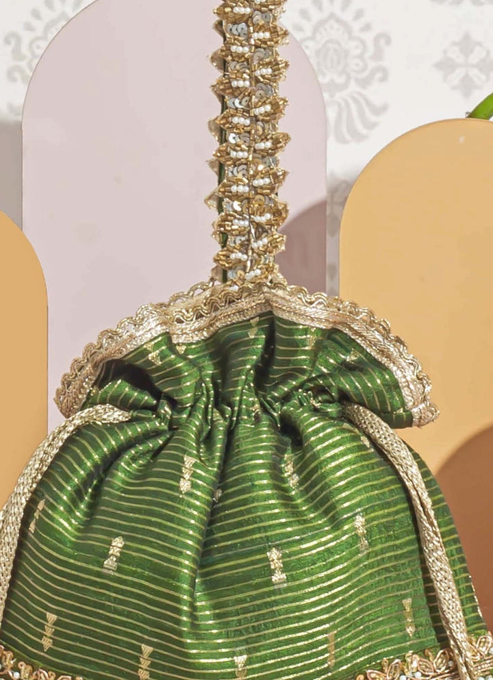 Mehandi Green Woven Potli AMYRA - Fabilicious Fashion