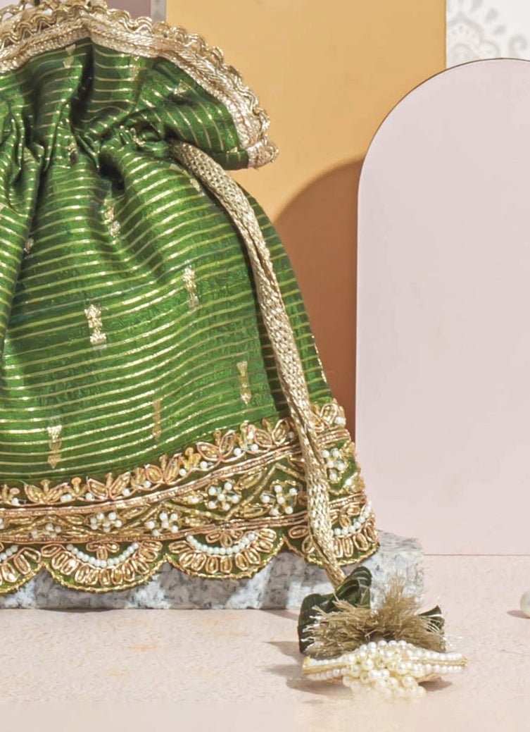 Mehandi Green Woven Potli AMYRA - Fabilicious Fashion