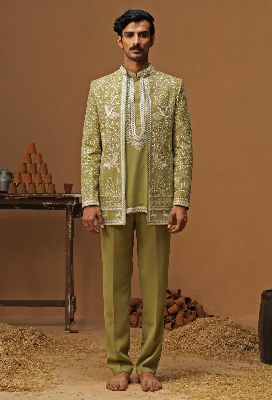 Kalpraag Mehendi Green Georgette Jodhpuri SetFabilicious Fashion
