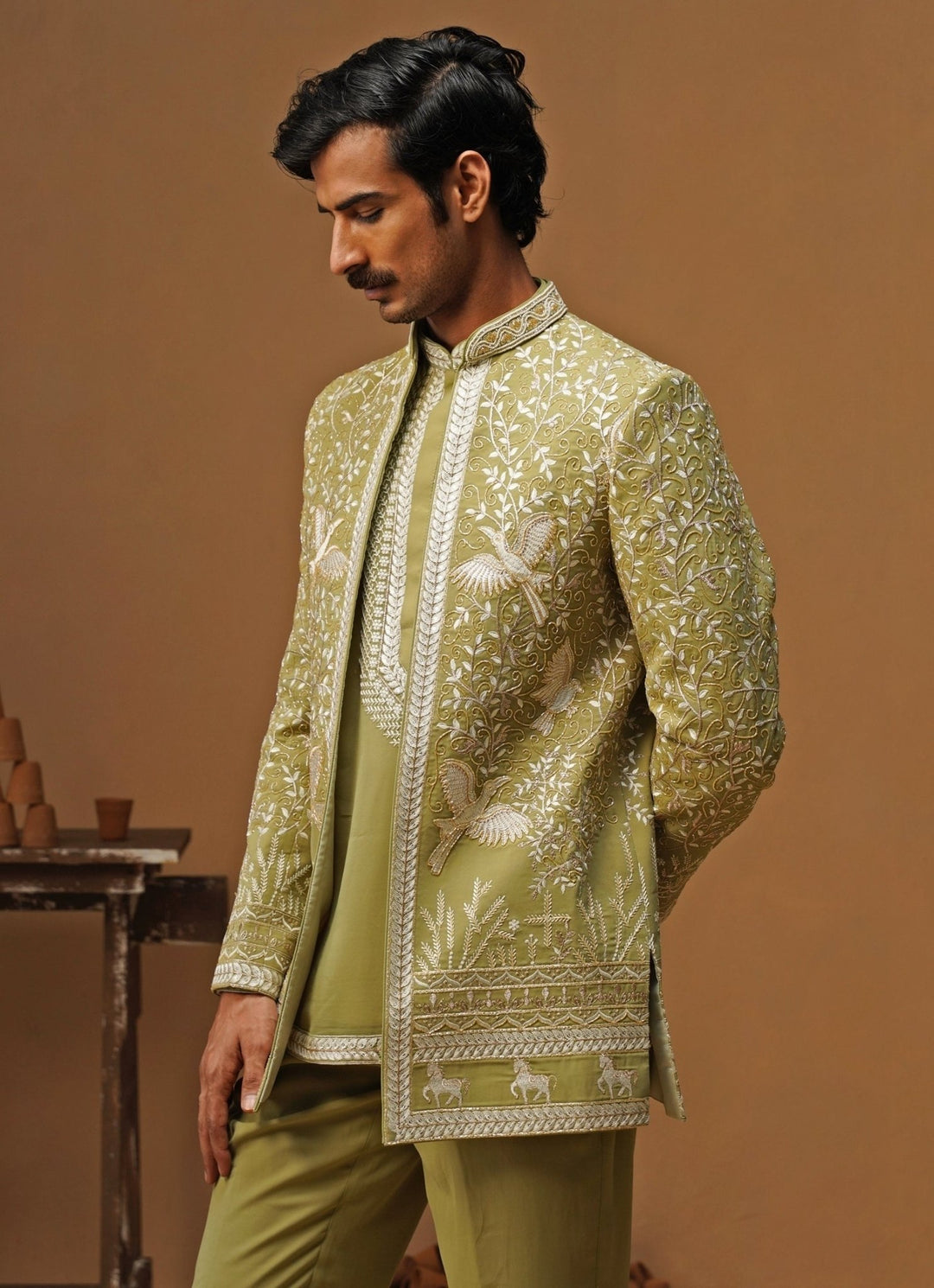 Kalpraag Mehendi Green Georgette Jodhpuri SetFabilicious Fashion
