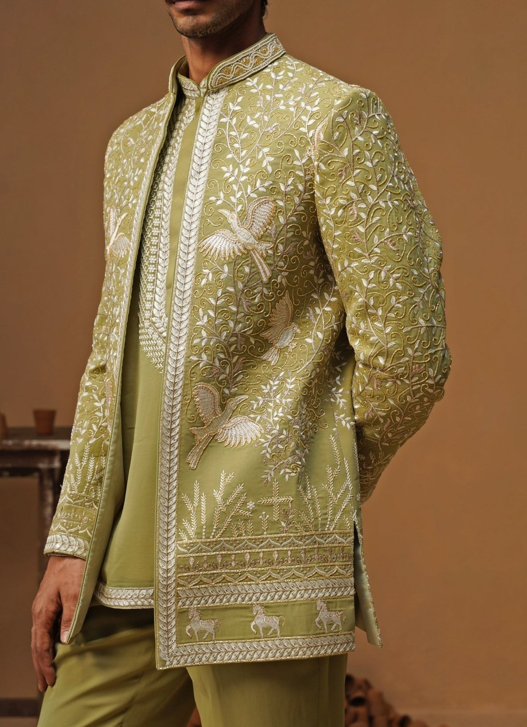 Kalpraag Mehendi Green Georgette Jodhpuri SetFabilicious Fashion