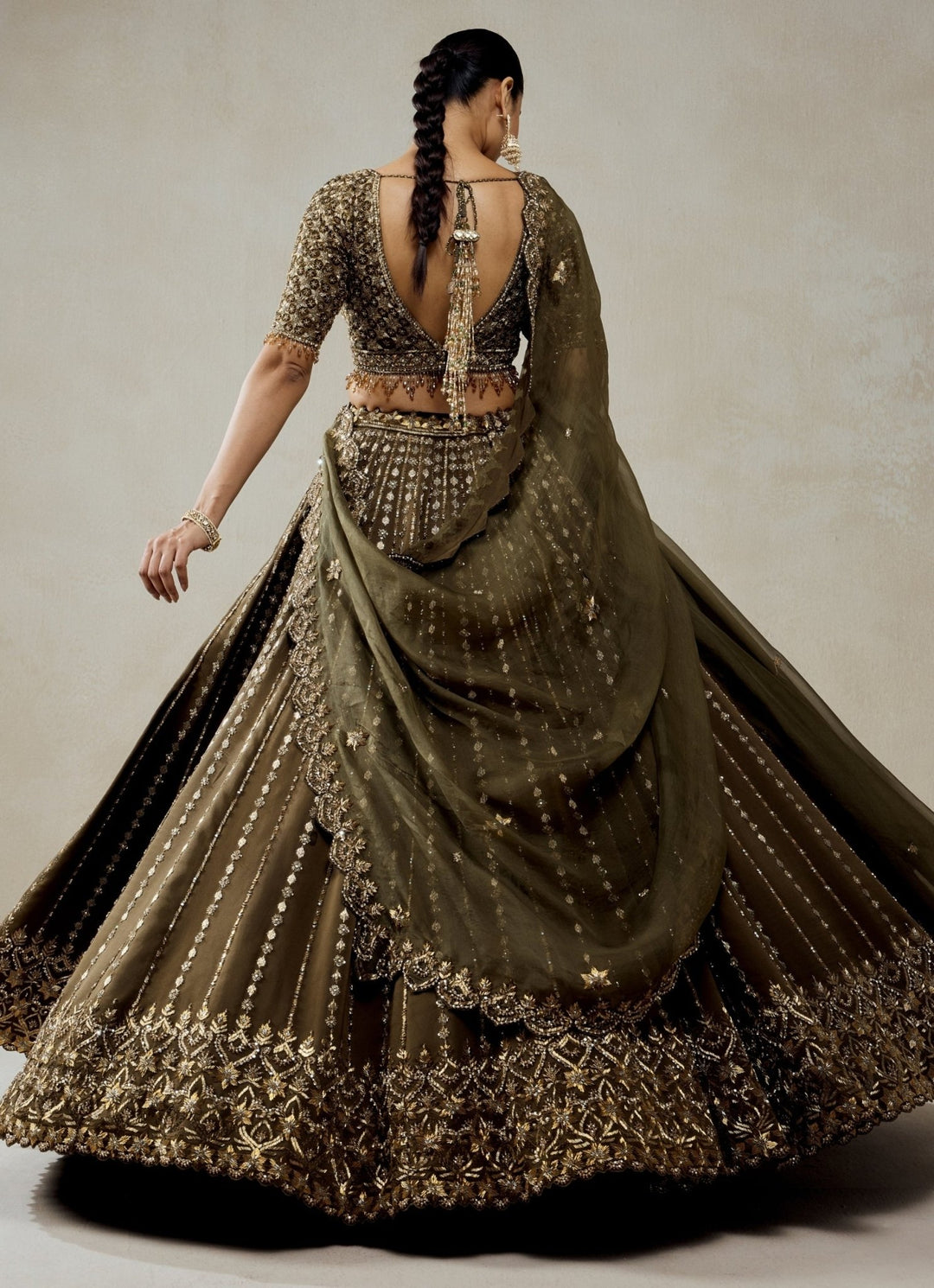 Mehendi Green Organza Lehenga Set Nitika Gujral - Fabilicious Fashion