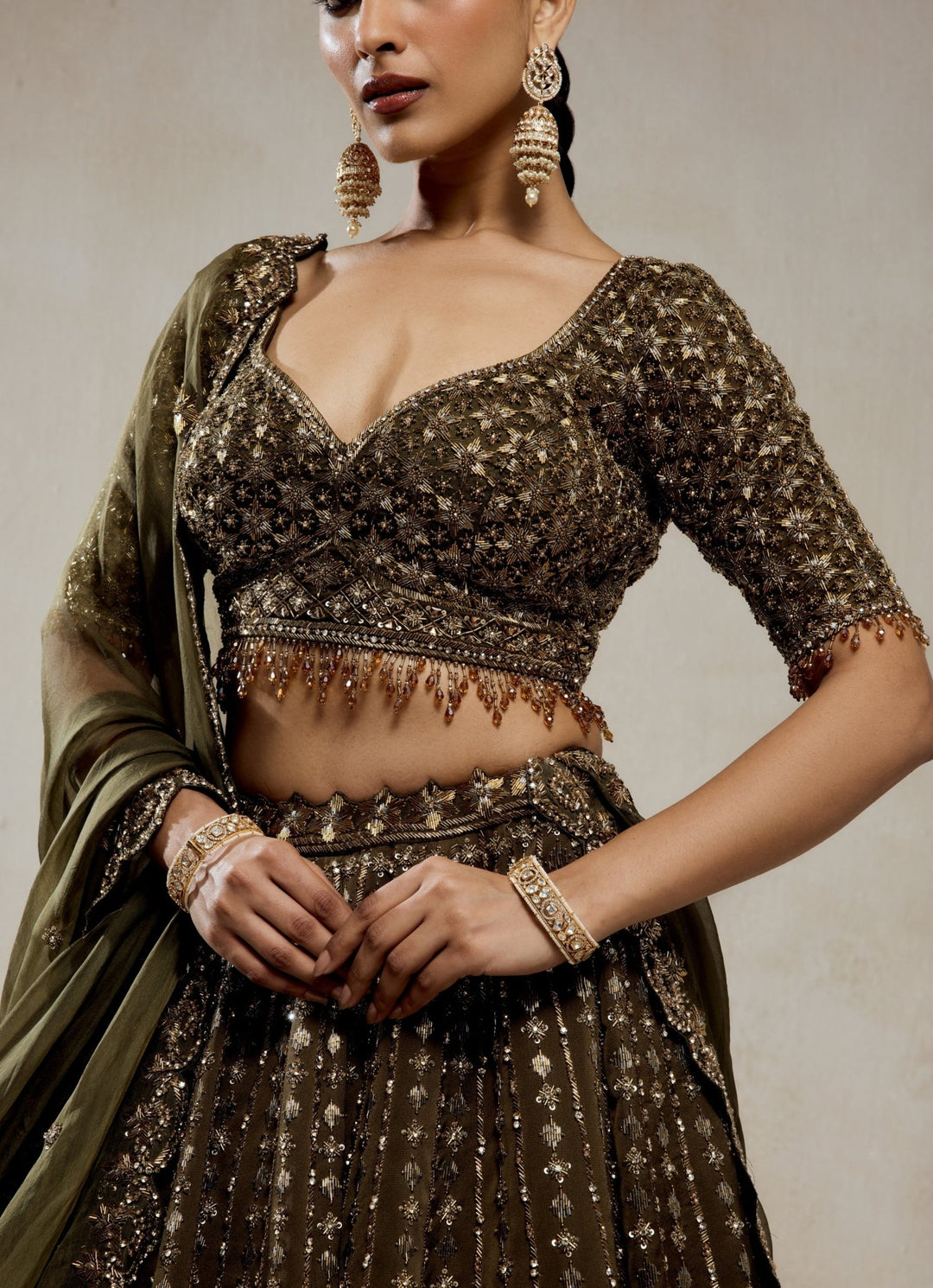 Mehendi Green Organza Lehenga Set Nitika Gujral - Fabilicious Fashion