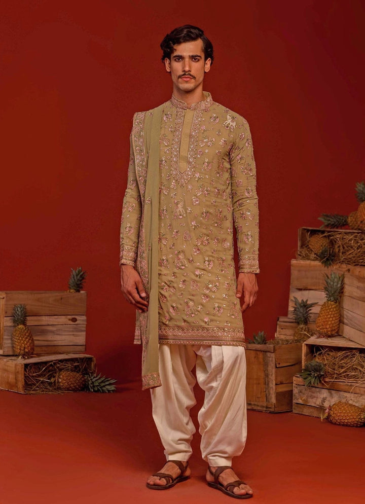 Mehndi Green Embroidered Kurta Patiala Pant Set Kalpraag - Fabilicious Fashion