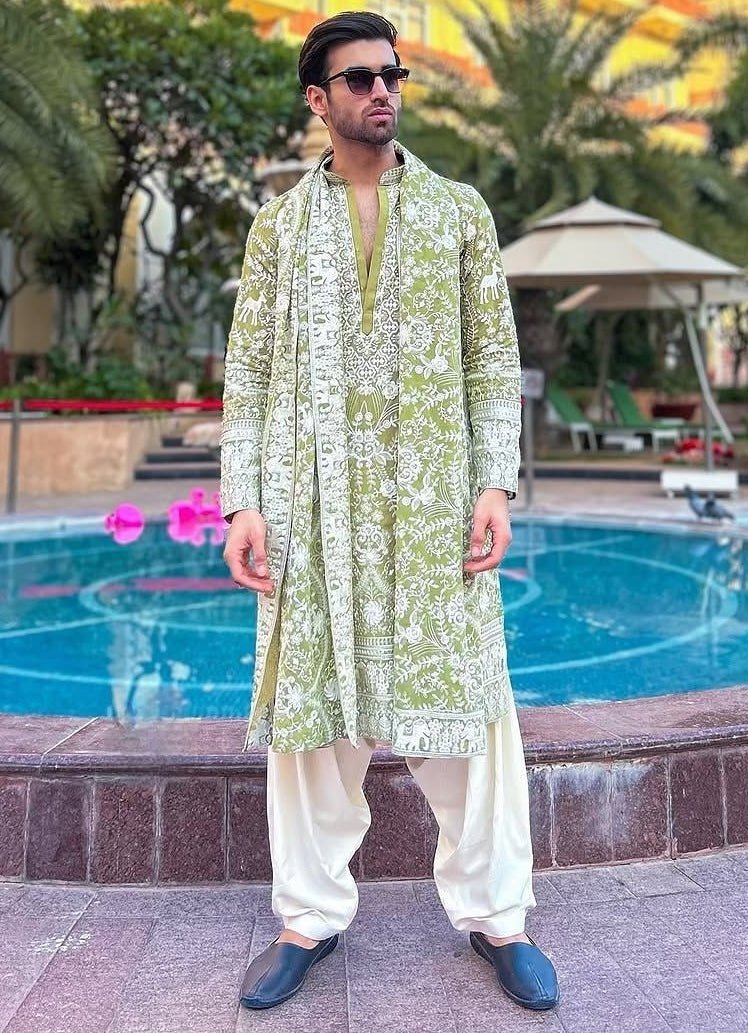 Mehndi Green Embroidered Kurta Patiala Pant Set Kalpraag - Fabilicious Fashion