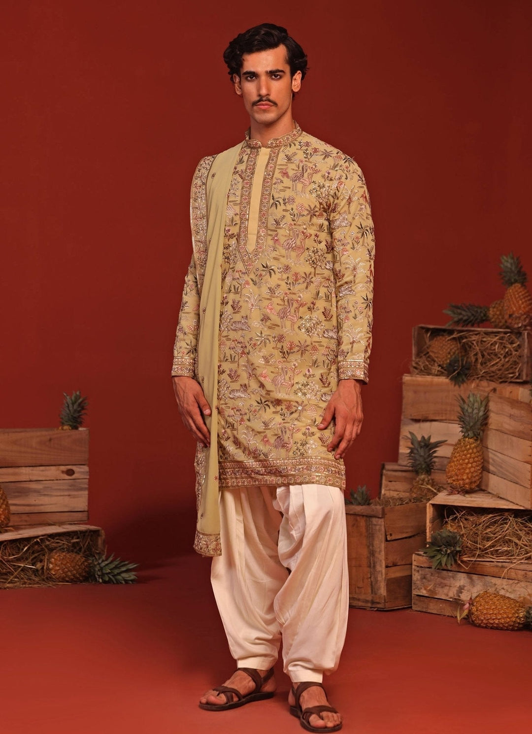 Mehndi Green Embroidered Kurta Patiala Pant Set Kalpraag - Fabilicious Fashion