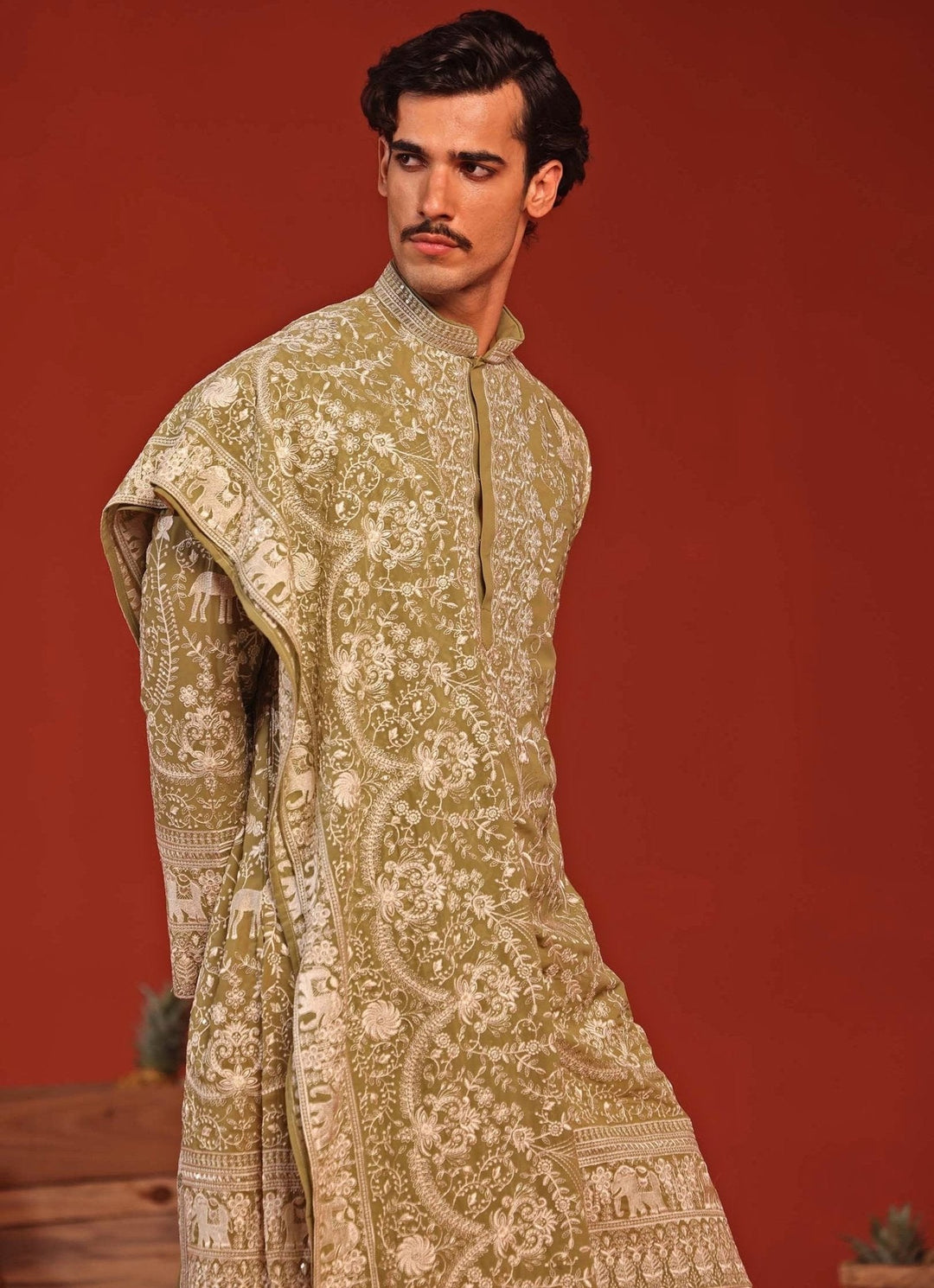 Mehndi Green Embroidered Kurta Patiala Pant Set Kalpraag - Fabilicious Fashion