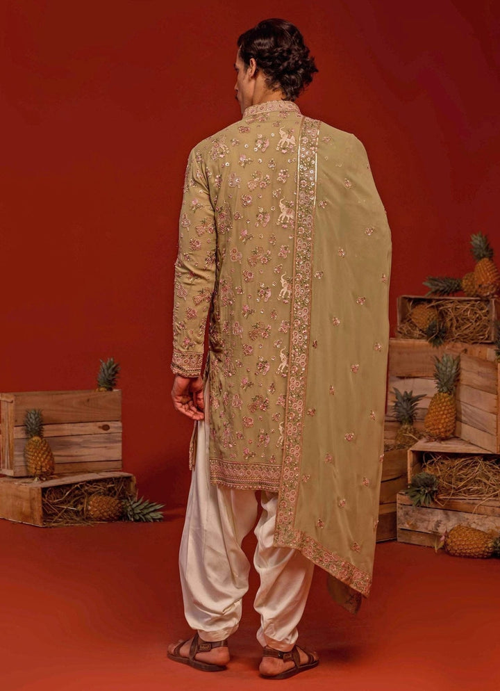 Mehndi Green Embroidered Kurta Patiala Pant Set Kalpraag - Fabilicious Fashion