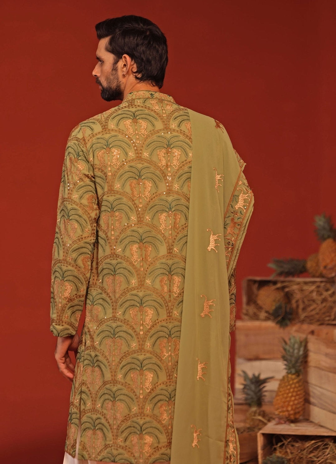 Mehndi Green Embroidered Kurta Patiala Pant Set Kalpraag - Fabilicious Fashion