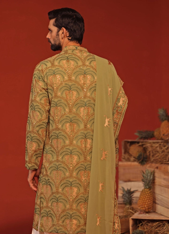Mehndi Green Embroidered Kurta Patiala Pant Set Kalpraag - Fabilicious Fashion