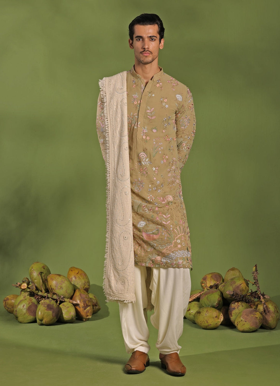 Mehndi Green Embroidered Kurta Patiala Set With Dupatta Kalpraag - Fabilicious Fashion