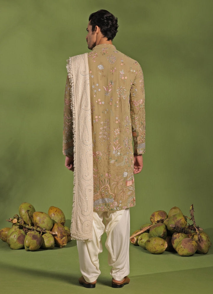 Mehndi Green Embroidered Kurta Patiala Set With Dupatta Kalpraag - Fabilicious Fashion