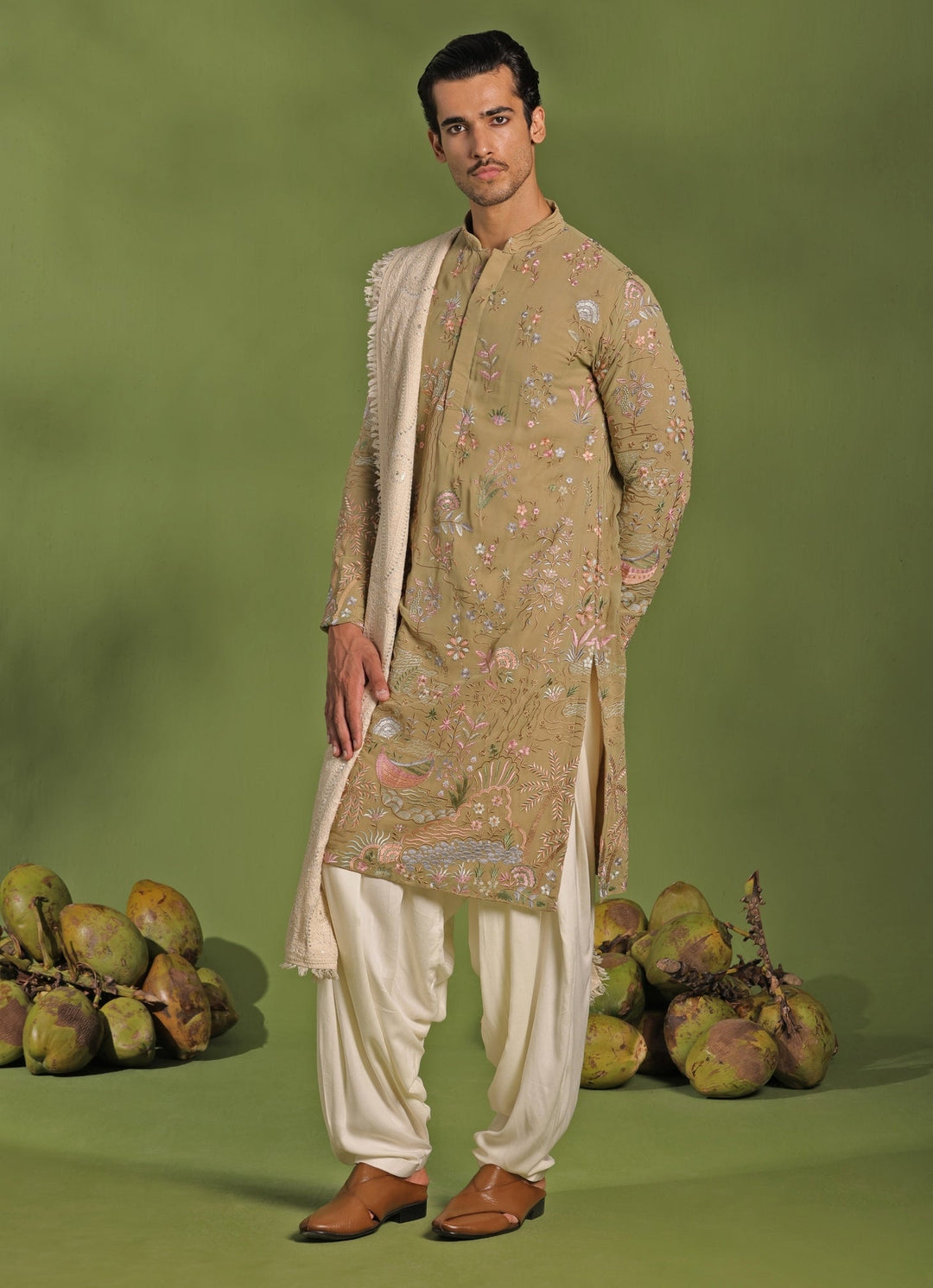 Mehndi Green Embroidered Kurta Patiala Set With Dupatta Kalpraag - Fabilicious Fashion
