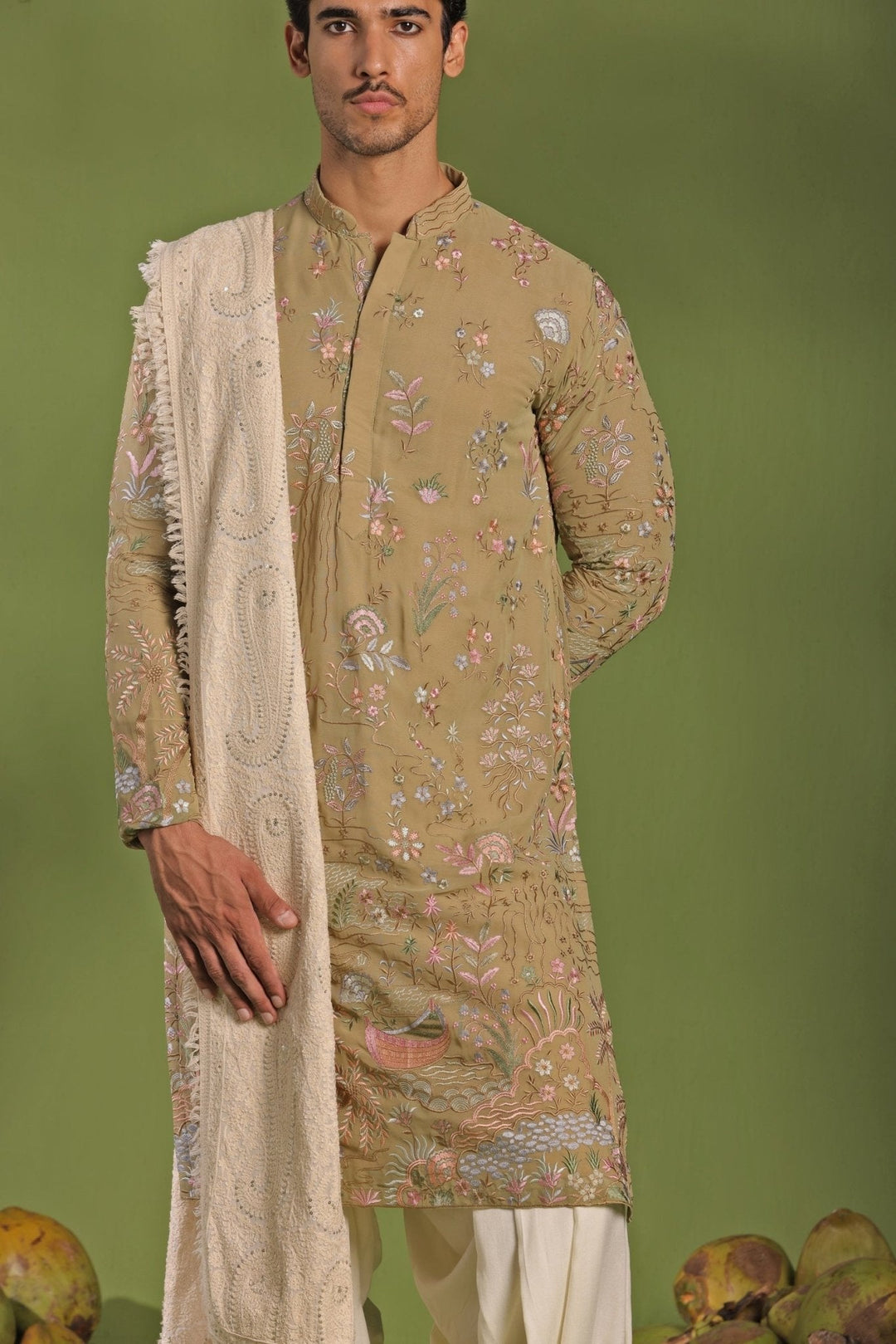 Mehndi Green Embroidered Kurta Patiala Set With Dupatta Kalpraag - Fabilicious Fashion