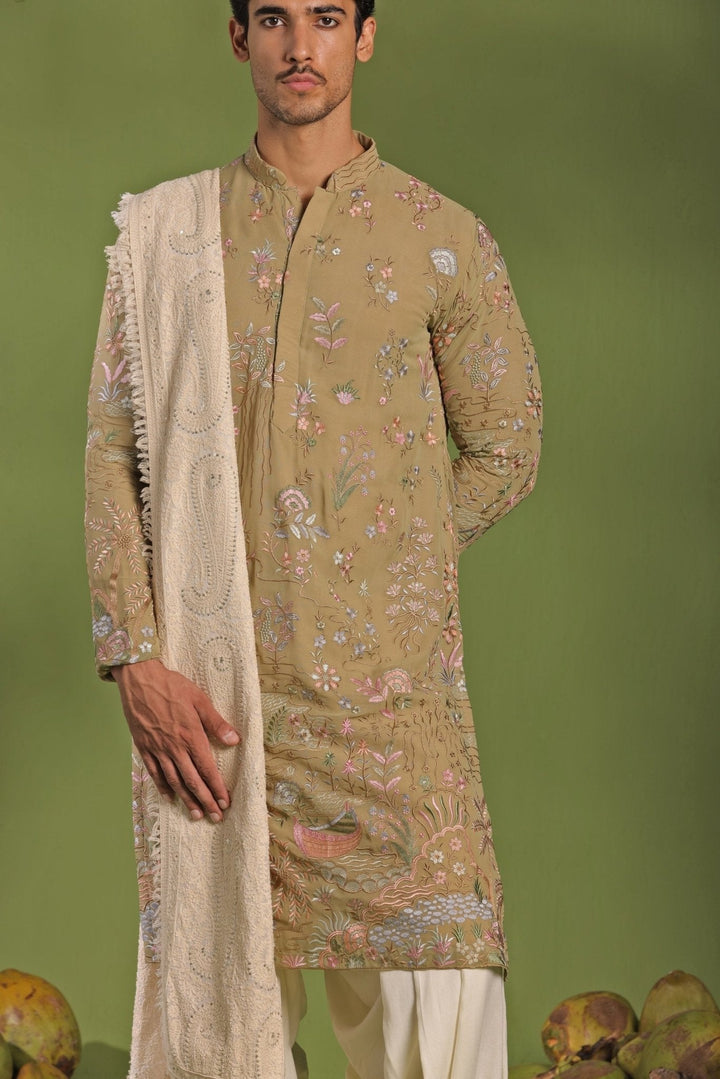 Mehndi Green Embroidered Kurta Patiala Set With Dupatta Kalpraag - Fabilicious Fashion