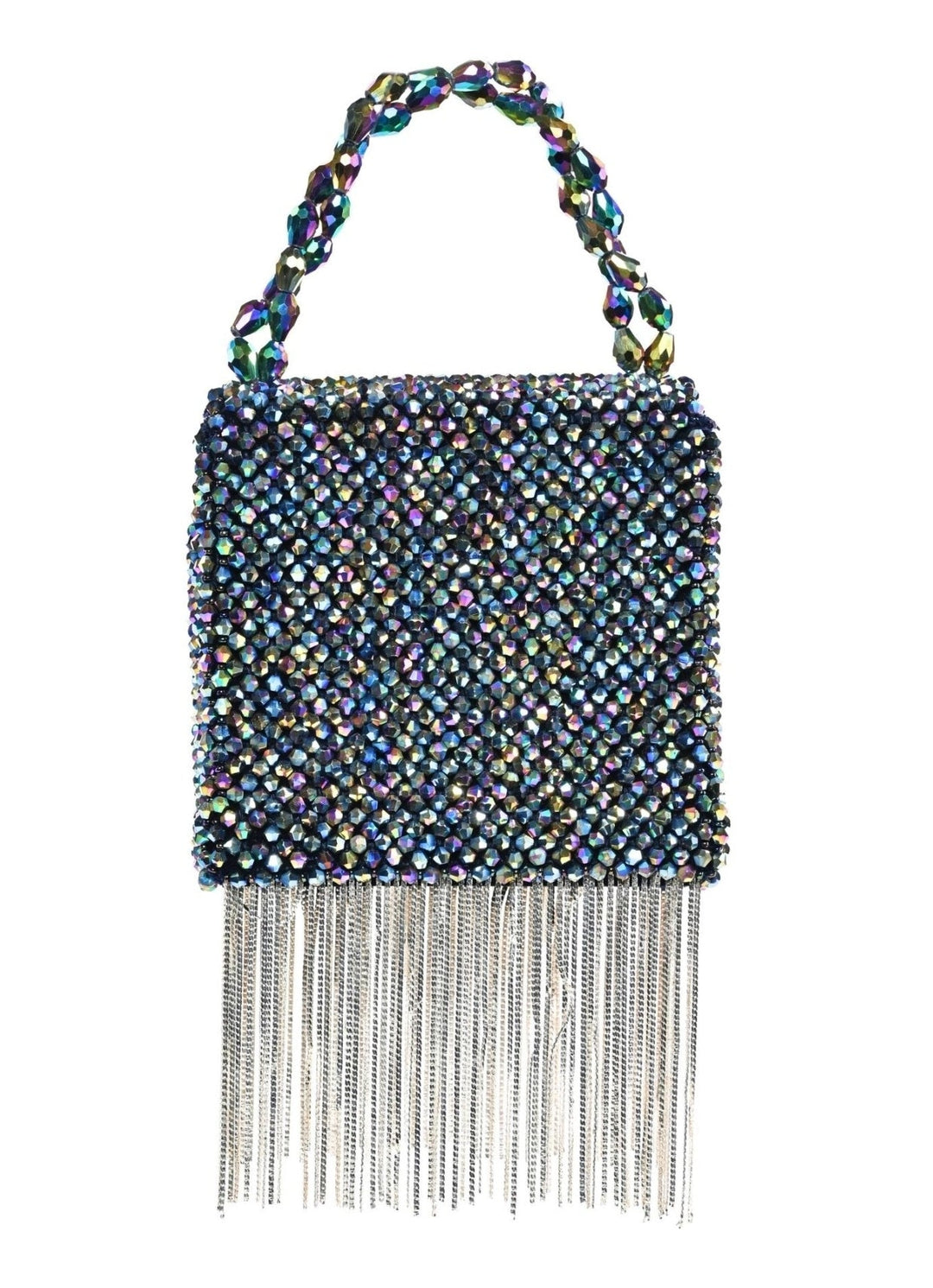 Metallic Embellished Mini Bag With Silver Chain House of Kosha - Fabilicious Fashion