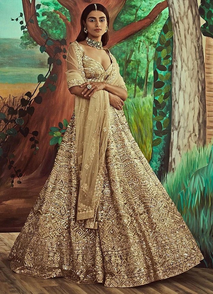 Metallic Gold Sequins Lehenga Set Angad Singh - Fabilicious Fashion