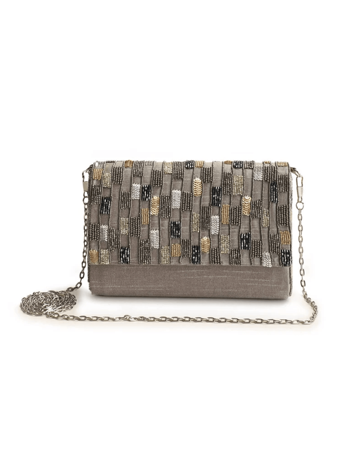Metallic Grey Clutch The Purple Sack - Fabilicious Fashion