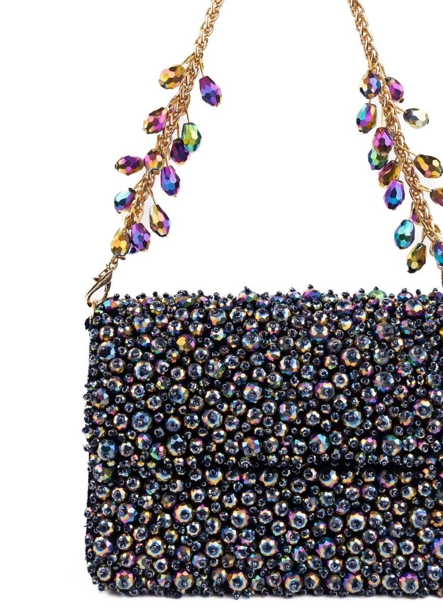 House of Kosha Metallic Suede Crystal Embellished Mini BagFabilicious Fashion
