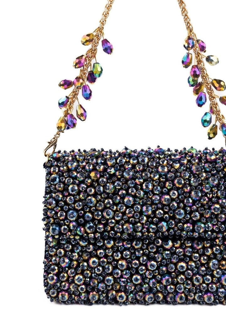 House of Kosha Metallic Suede Crystal Embellished Mini BagFabilicious Fashion