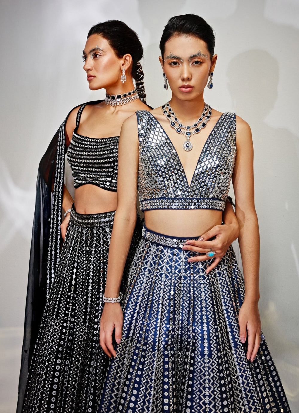Midnight Black Embroidered Lehenga set Akara - Fabilicious Fashion