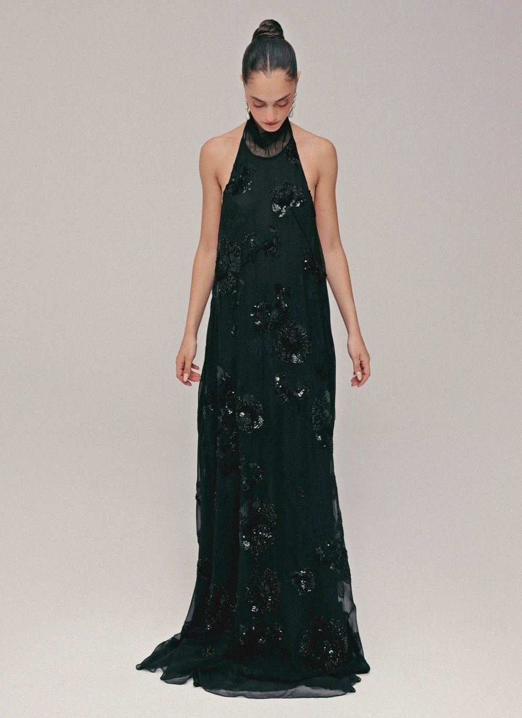 The Little Black Bow Midnight Black Georgette Silk DressFabilicious Fashion