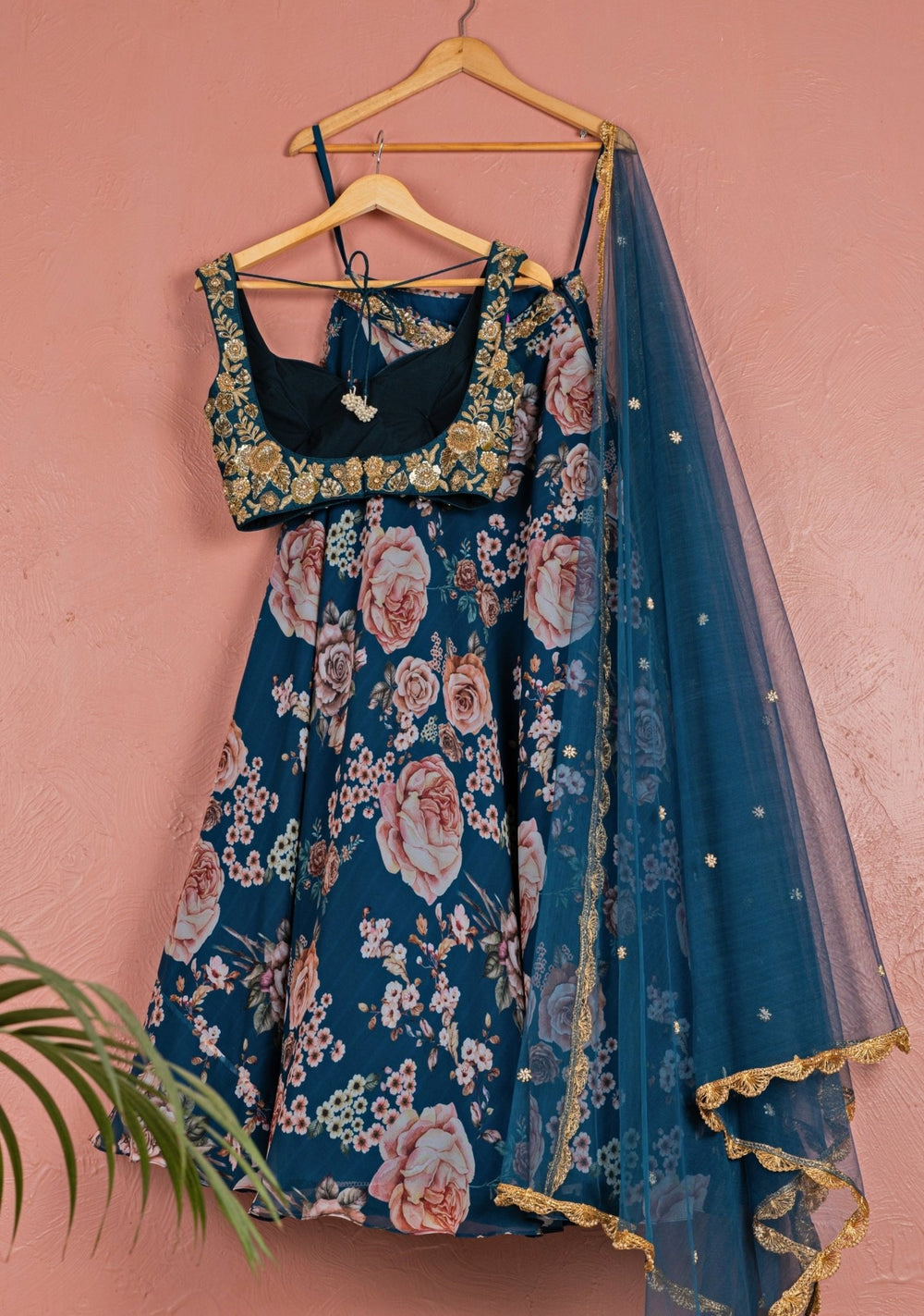 Midnight Blue And Gold Georgette Lehenga Anisha Shetty - Fabilicious Fashion