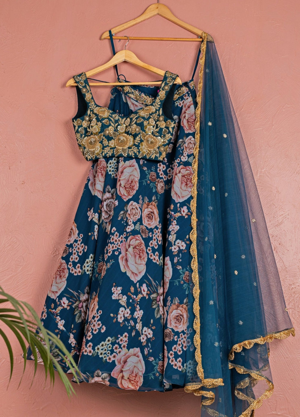 Midnight Blue And Gold Georgette Lehenga Anisha Shetty - Fabilicious Fashion