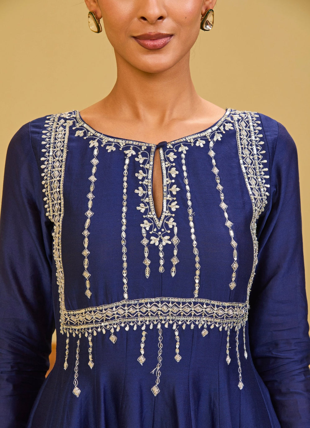 Esha Koul Midnight Blue Chanderi Peplum Kurta Sharara SetFabilicious Fashion
